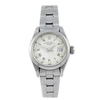 ROLEX - a lady's Oyster Perpetual Date bracelet watch. Circa 1984. Stainless steel case. Reference 6