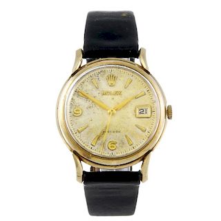 ROLEX - a gentleman's Precision wrist watch. 9ct yellow gold case, hallmarked London 1959. Numbered