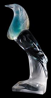 Daum Pate de Verre and Clear Glass Bird Figurine