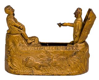J. & E. Stevens & Co. Columbus 'World's Fair' Mechanical Cast Iron Bank
