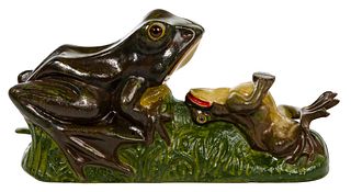 Mechanical Two Frogs Cast Iron Bank