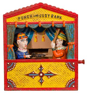 Punch and Judy Mechanical Cast Iron Bank