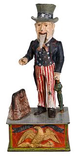 (Attributed to) Shepard Hardware Co 'Uncle Sam' Mechanical Cast Iron Bank