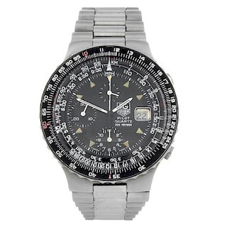 TAG HEUER - a gentleman's Pilot chronograph bracelet watch. Stainless steel case with slide rule bez