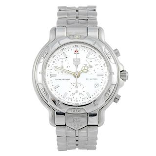 TAG HEUER - a gentleman's 6000 Series chronograph bracelet watch. Stainless steel case with calibrat