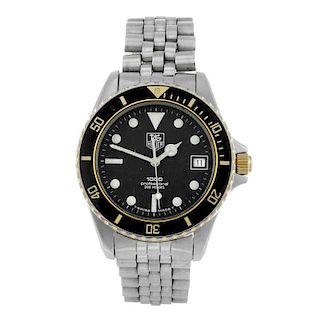 TAG HEUER - a gentleman's 1000 Series bracelet watch. Stainless steel case with gold plated calibrat
