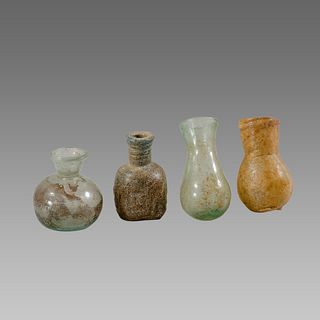 Lot of 4 Roman Glass Bottles c.2nd century AD.