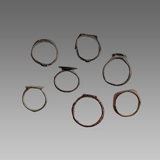 Lot of 7 Roman Bronze Rings c.2nd century AD.