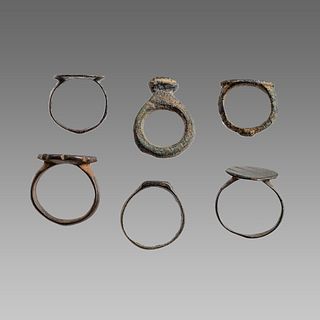 Lot of 6 Roman Bronze Rings c.2nd century AD.