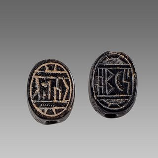 Lot of 2 Phoenician Style Stone Scarab Amulets