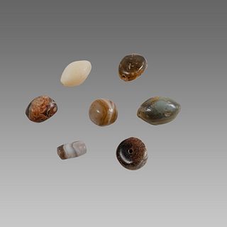 Lot of 7 Roman Banded Agate Beads c.1st century AD.