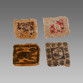 Lot of 4 Ancient Egyptian Coptic Textile Fragments c.500 AD. 