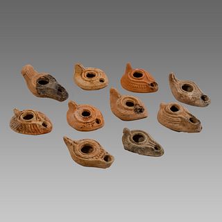Lot of 10 Ancient Roman, Byzantine Terracotta Oil Lamps c.1st-5th century AD. 