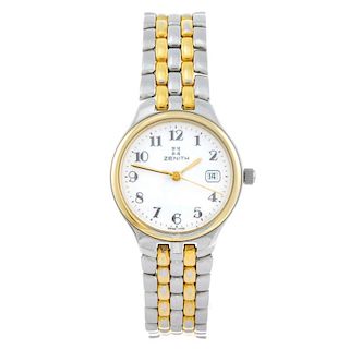ZENITH - a lady's bracelet watch. Stainless steel case with gold plated bezel. Numbered 59.0410.146.