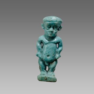 Ancient Egyptian Faience Dwarf Pataikos Amulet c.664-525 BC.