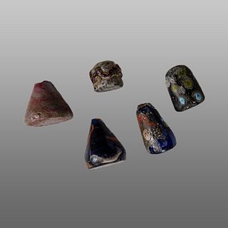 Lot of 5 Islamic Glass Game Pieces. 