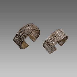 A pair of Islamic Silver Bracalets. 