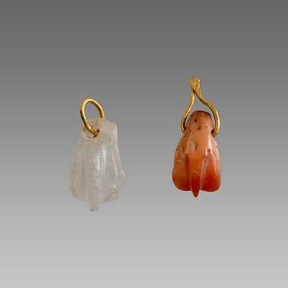 Lot of 2 Roman Style Agate Phallus set in gold.