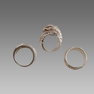 Lot of 3 Cast Silver Rings. 