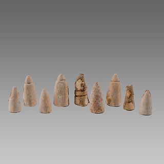 Lot of 9 Ancient Bactrian Terracotta Game Pieces c.2000 BC. 