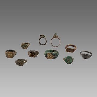 Lot of 10 Ancient Roman Bronze rings c.2nd century AD.