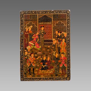 19th century Islamic Persian Qajar papier mache mirror Case.