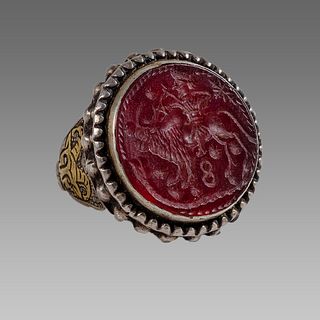 Persian Silver Ring with Agate Intaglio.