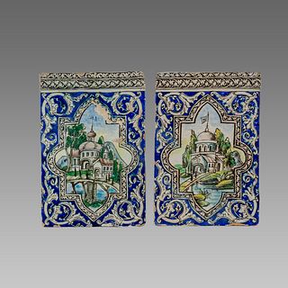A pair of 19th century Persian Qajar Ceramic Tiles.