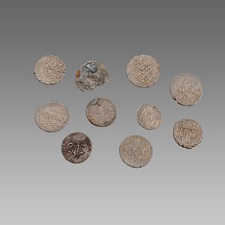 Lot of 10 Silver coins. INDIA, Mughal Empire. c.18th century.