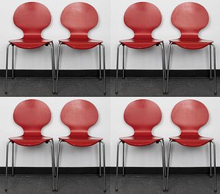 Arne Jacobsen Red Series 7 Side Chairs, 8