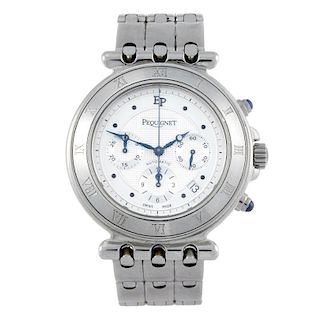 PEQUIGNET - a gentleman's Moorea chronograph bracelet watch. Stainless steel case with exhibition ca