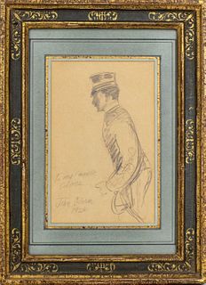 John Sloan "Sketch of a Soldier" Pencil Drawing