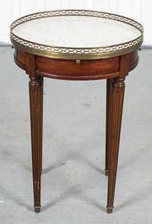 Louis XVI Style Mahogany And Marble Side Table