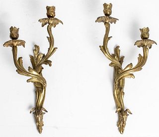 Louis XV Style Gilt Bronze Sconces, Pair