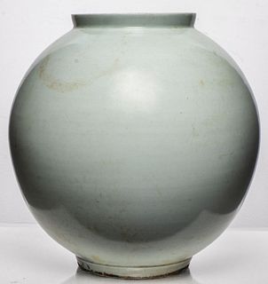 Korean White Glazed Large Ceramic Moon Jar