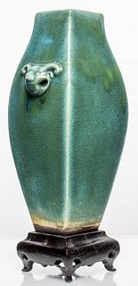 Chinese Celadon Glaze Fanghu Vase