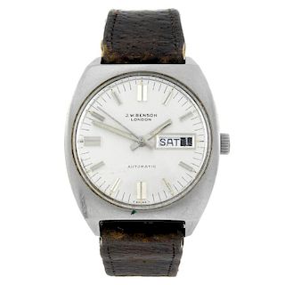 J.W BENSON - a gentleman's wrist watch. Stainless steel case. Numbered 615 DD. Unsigned automatic mo