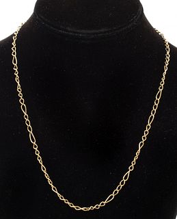Vintage 14K Yellow Gold Figaro Link Chain Necklace
