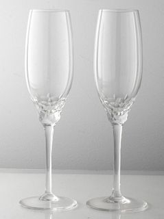 Cartier Crystal Champagne Flutes, Pair