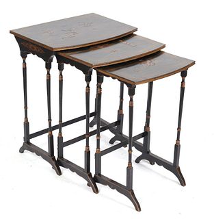 Chinese Lacquered Nesting Tables, Set of 3