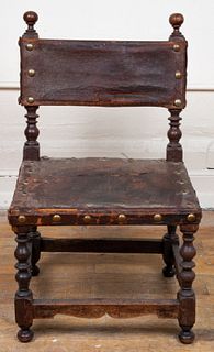Spanish / Portuguese Baroque Style Oak Chair