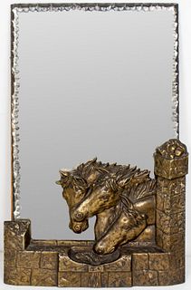 Bronze Equestrian Motif Mirror