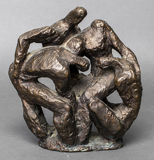 Brutalist "Four Figures" Modern Bronze Sculpture