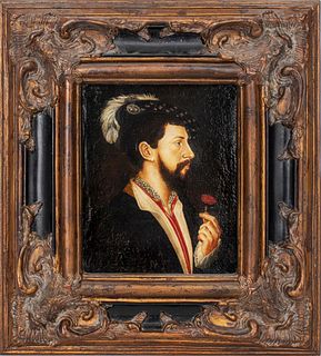 Ida Calzolari "Man with Carnation" Oil on Canvas