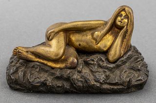 Erotic Bronze Of A Recumbent Nude Woman