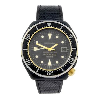DUGENA - a gentleman's Triton wrist watch. Blackened stainless steel case with stainless steel case