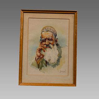 Persian Water Color of Bearded Man, signed and dated.