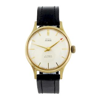 SMITHS - a gentleman's Astral wrist watch. Gold plated case with stainless steel case back. Unsigned