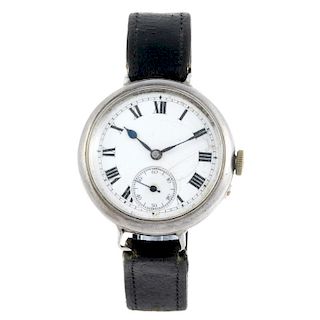 A trench style wrist watch once belonging to Lt. Col. J D Hignett. Silver case import hallmarked Lon
