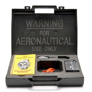 BREITLING - a complete Emergency watch box. <br><br>Box appears in a pleasant state with light signs